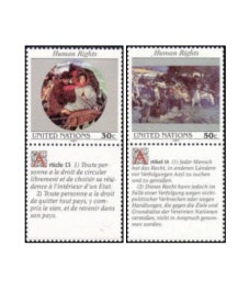 ONU New York 1991 - drepturile omului, serie neuzata cu vinieta