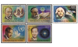 Tchad 1976 - premiatii Nobel, serie stampilata cu sarniera