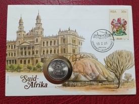 Africa de Sud 1984 - FDC cu moneda 50 cents, necirculata