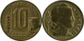 Argentina 1945 - 10 centavos, circulata