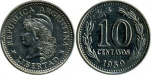 Argentina 1957 - 10 centavos, circulata