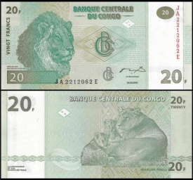 Congo 2003 - 20 francs, necirculata