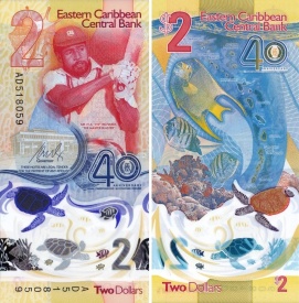Insulele Caraibe 2023 - 2 dollars, necirculata - polimer