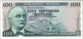 Islanda 1961 - 100 kronur, necirculata