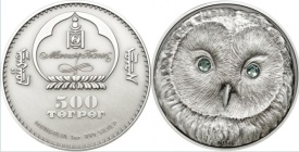 Mongolia 2011 - 500 tugriks, proof - Bufnița din Ural