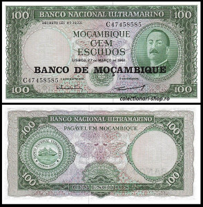 Mozambic 1961 - 100 escudos, necirculata
