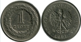Polonia 1991 - 1 zloty, circulata