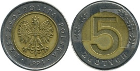 Polonia 1996 - 5 zloty, circulata