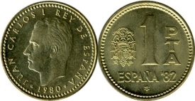Spania 1980 - 1 peseta, circulata