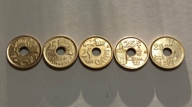 Spania 1992-96 - set de 25 pesetas, circulate - aniversare