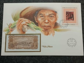 Vietnam 1976 - FDC cu bancnota 1 dong, necirculata