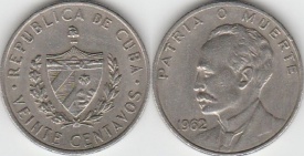 Cuba 1962 - 20 centavos, circulata