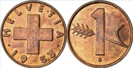 Elvetia 1953 - 1 rappen, circulata