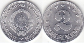 Iugoslavia 1953 - 2 dinari, circulata