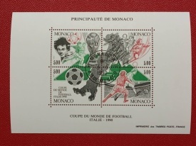 Monaco 1990 - C.M. de fotbal Italia, bloc stampilat