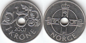 Norvegia 1997 - 1 krone, circulata