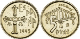 Spania 1995 - 5 pesetas, circulata - Asturias