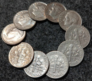 SUA 1970-2000 - 10 cents, circulata (10 bucati)