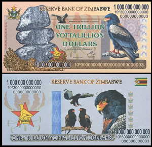 Zimbabwe 2008 - 1 trillion dollars, necirculata