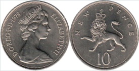 Anglia 1968 - 10 new pence, circulata