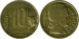 Argentina 1944 - 10 centavos, circulata