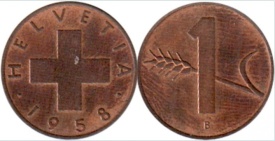 Elvetia 1959 - 1 rappen, circulata
