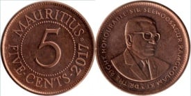 Mauritius 2017 - 5 cents, necirculata