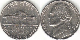 SUA 2000D - 5 cents, circulata