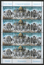 Ungaria 1995 - pictura, Hungarian Conquest - neuzata in bloc de 4