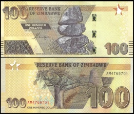 Zimbabwe 2023 - 100 dollars, necirculata