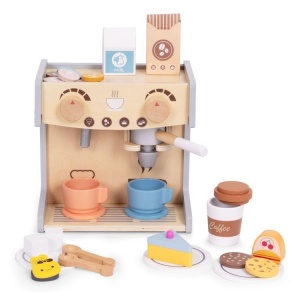 Drveni dečiji aparat za kafu 2 u 1 sa barista setom, 26 dodataka – EcoToys - Img 2