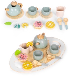 Drveni set za čaj – čajnik, šoljice, 14 delova – ECOTOYS - Img 7