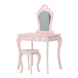 Roze sto za šminkanje sa ogledalom + stolica - Img 2