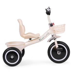 Tricikl sa neklizajućim rukohvatima, zvoncem i korpom, Beige, ECOTOYS - Img 5