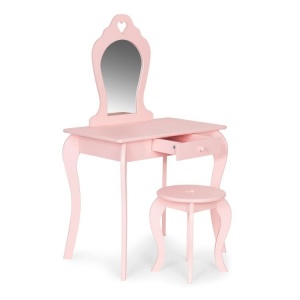 Veliki drveni sto za šminkanje za devojčice sa ogledalom, Pink, ECOTOYS - Img 3