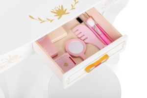 Veliki drveni toaletni sto za decu sa ogledalom i roze dodacima, ECOTOYS - Img 7