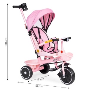 2u1 tricikl sa rotirajućim sedištem i sklopivom tendom Pink, ECOTOYS - Img 8