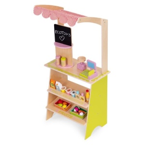 Drvena dečija pijaca sa vagom, POS terminalom i dodacima, 20 delova – EcoToys - Img 6