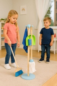 Drveni set za čišćenje za decu – metla, mop i đubrovnik, 7 delova – ECOTOYS - Img 2