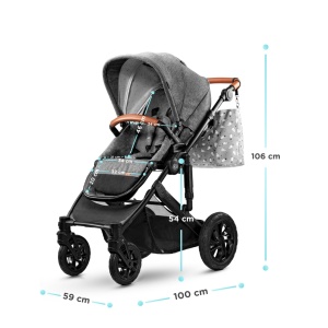 KINDERKRAFT KOLICA ZA BEBE 3U1 PRIME MINK PRO BLACK - Img 10