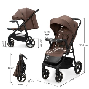 KINDERKRAFT KOLICA ZA BEBE SA TACNOM TRIG 3 BROWN - Img 10