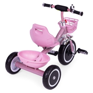 Tricikl sa neklizajućim rukohvatima, zvoncem i korpom, Pink, ECOTOYS - Img 5