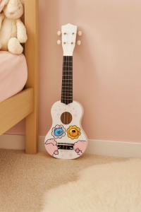 Ukulele drvena gitara za decu sa 4 najlonske žice i trzalicom bela– ECOTOYS - Img 3