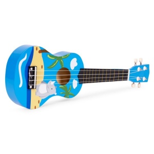 Ukulele drvena gitara za decu sa 4 najlonske žice i trzalicom plava – ECOTOYS - Img 5