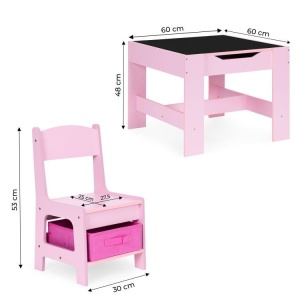 Dečiji set sto i 2 stolice sa tablom za pisanje Pink ECOTOYS - Img 7