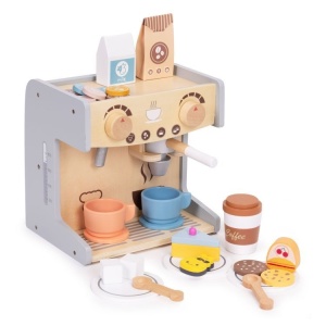Drveni dečiji aparat za kafu 2 u 1 sa barista setom, 26 dodataka – EcoToys - Img 3