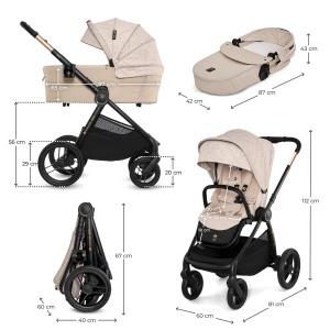 KINDERKRAFT KOLICA ZA BEBE SET 2U1 NEA 2 LUNAR BLACK BIZUU - Img 11