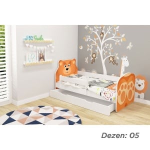KREVET ZA DECU ANIMALS 140X70 CM SA DODATNOM FIOKOM WHITE ACMA VII 05