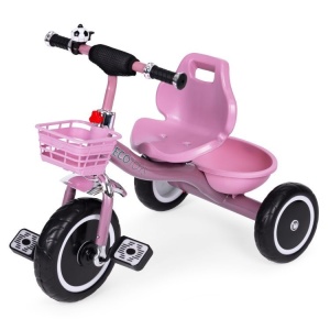 Tricikl sa neklizajućim rukohvatima, zvoncem i korpom, Pink, ECOTOYS - Img 7