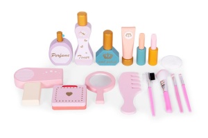 Veliki drveni toaletni sto za decu sa ogledalom i roze dodacima, ECOTOYS - Img 8